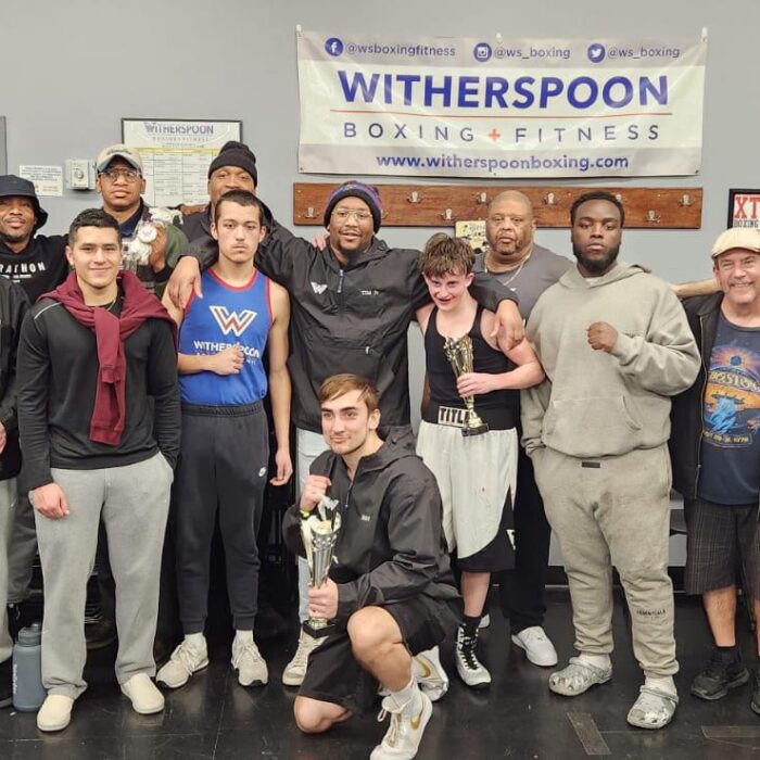 Women's boxing class in Bucks County during partner drills